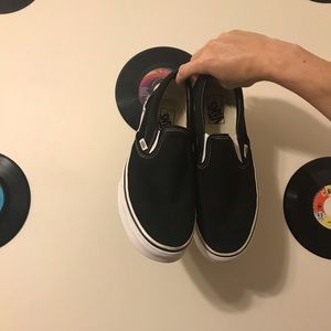 Black slip on vans 9.5 men’s 11 women’s